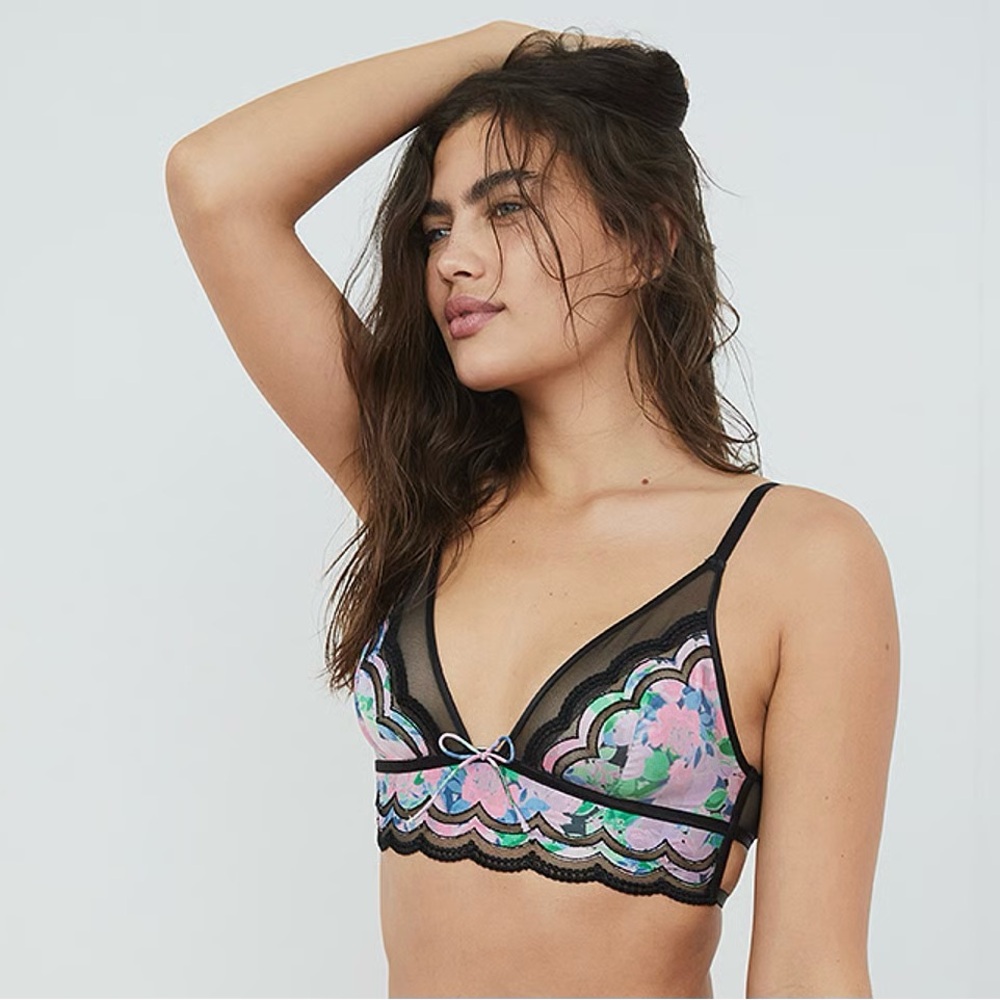 For Love & Lemons Odette Floral Triangle Bra